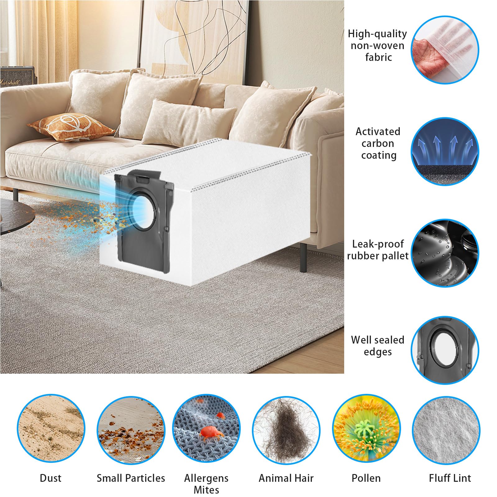Kit di accessori Compatibile con Dreame L10s Pro Ultra Heat / L10s Ultra Gen 2 / X30 Ultra Aspirapolvere Robot, Ricambi 2 Spazzola Principale 6 Spazzole Laterali 4 Filtro 6 Mop 6 Sacchetti Polvere
