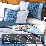 Navy Blue Comforter Set 3 Pieces, 78 x 90'' Full Size Boho Striped Bedding Set with 2 Pillowcases, Blue Patchwork Plaid Comforter, Soft Microfiber All Season Quilt Set for Bedroom