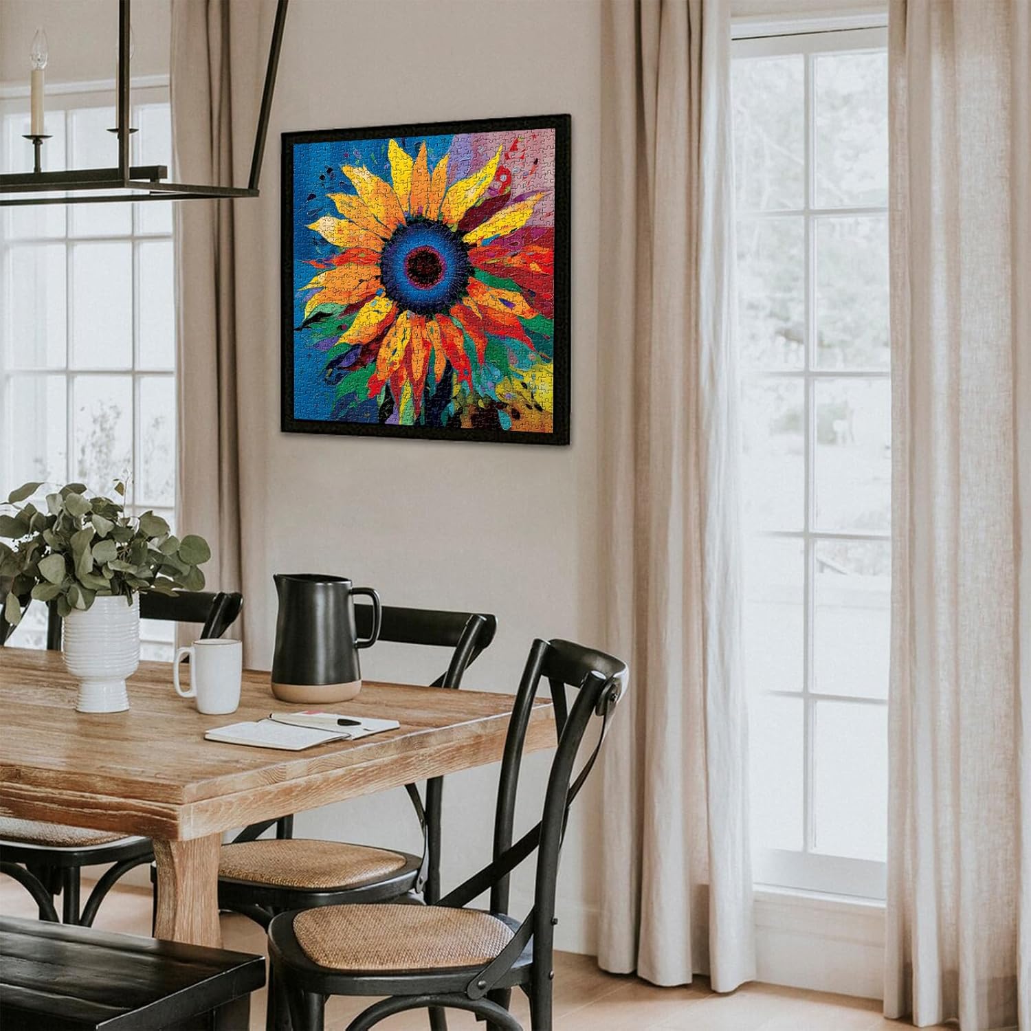 PICKFORU Sunflower Puzzle for Adults 1000 Pieces - Colorful Gradient Flower Fine Art Jigsaw, Floral Painting as Sunflower Decor