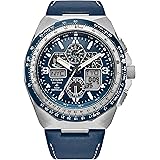Citizen Men's Eco-Drive Promaster Skyhawk A-T Watch, Blue Dial, Blue Leather Strap, Atomic Timekeeping (Model: JY8148-08L)