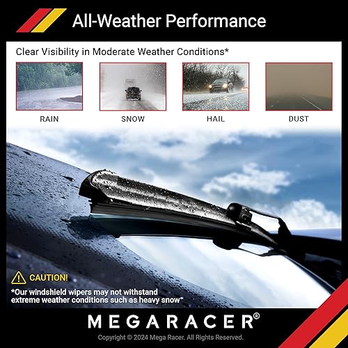 Miniatura 8 de Mega Racer Limpiaparabrisas de repuesto para automóvil, limpiaparabrisas de 26 + 18 pulgadas, limpiaparabrisas para el lado del conductor y del