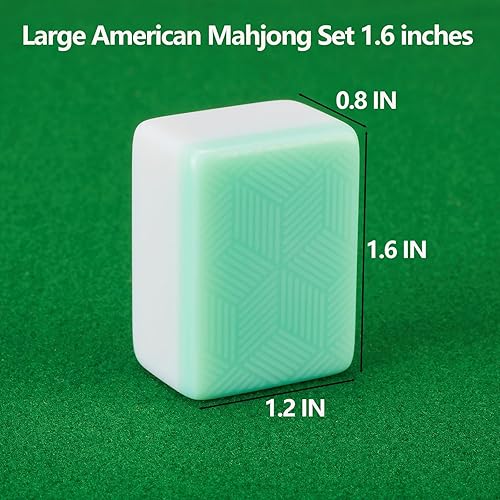 Miniatura 3 de YANMEIYA American Mahjong - Juego de 166 azulejos de Mahjong de color turquesa, juego de azulejos grandes de Mahjong de 1.6 pulgadas