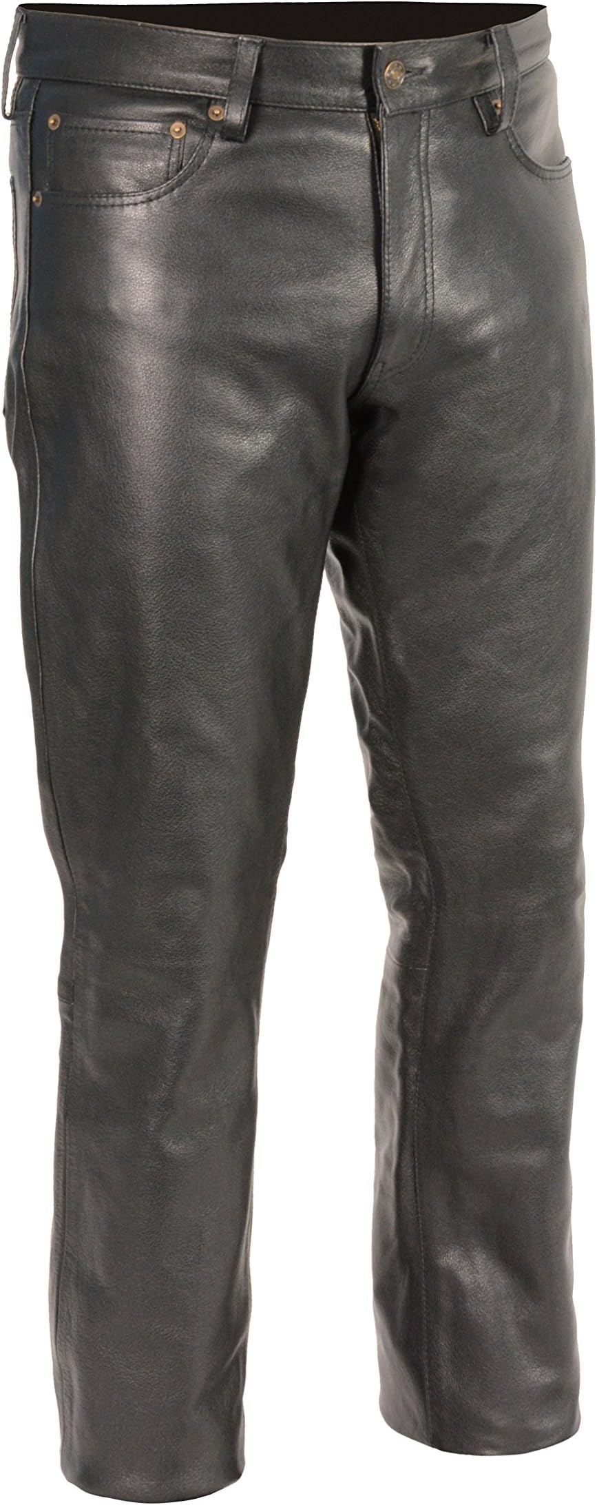 Milwaukee Leather LKM5790 Men's Black Classic 5 Pocket Leather Pants - 38