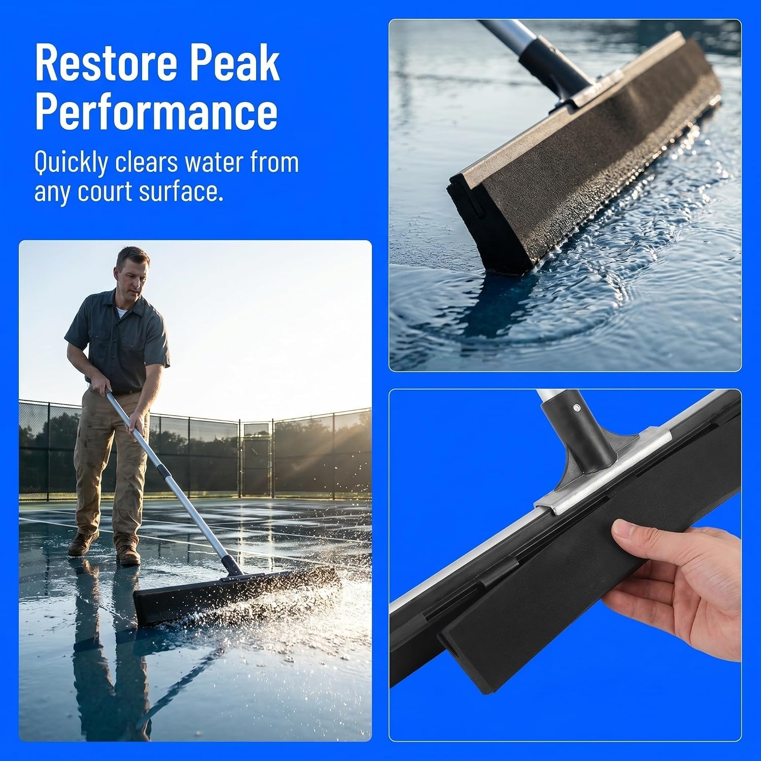 VICASKY 2pcs Replacement Squeegee Blade Sponge for Garage Floor and Artificial Grass, Black Sponge Material with Efficient Water Clearing and Minimizes Water for Indoor Sports Flooring Use