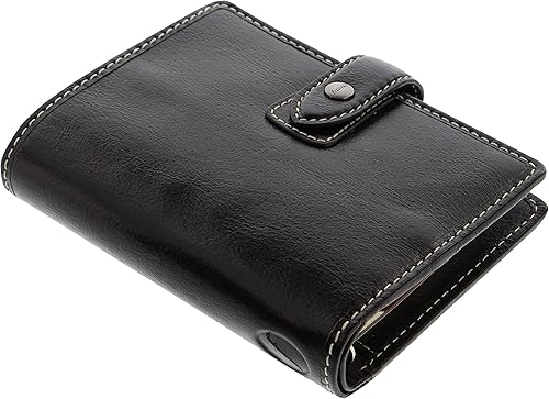 Miniatura 2 de Filofax Malden - Organizador de bolsillo, color negro, táctil, cuero de búfalo de grano completo, seis anillos, con calendario semanal de algodón,