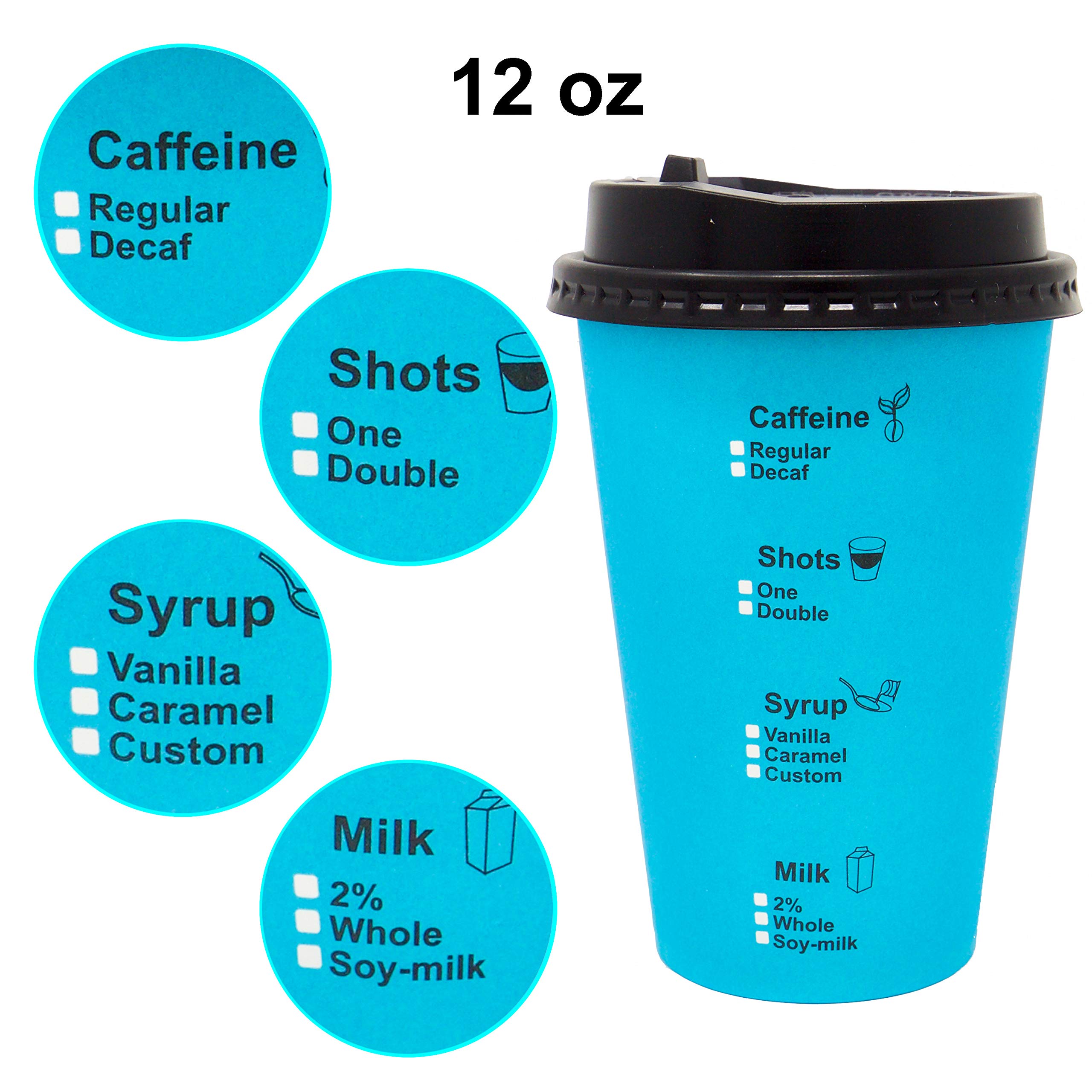 Youngever Lot de 70 Gobelets Carton Café à Emporter Ecologique, Tasse Café 350ML avec Couvercles, Tasse à Papier Bio