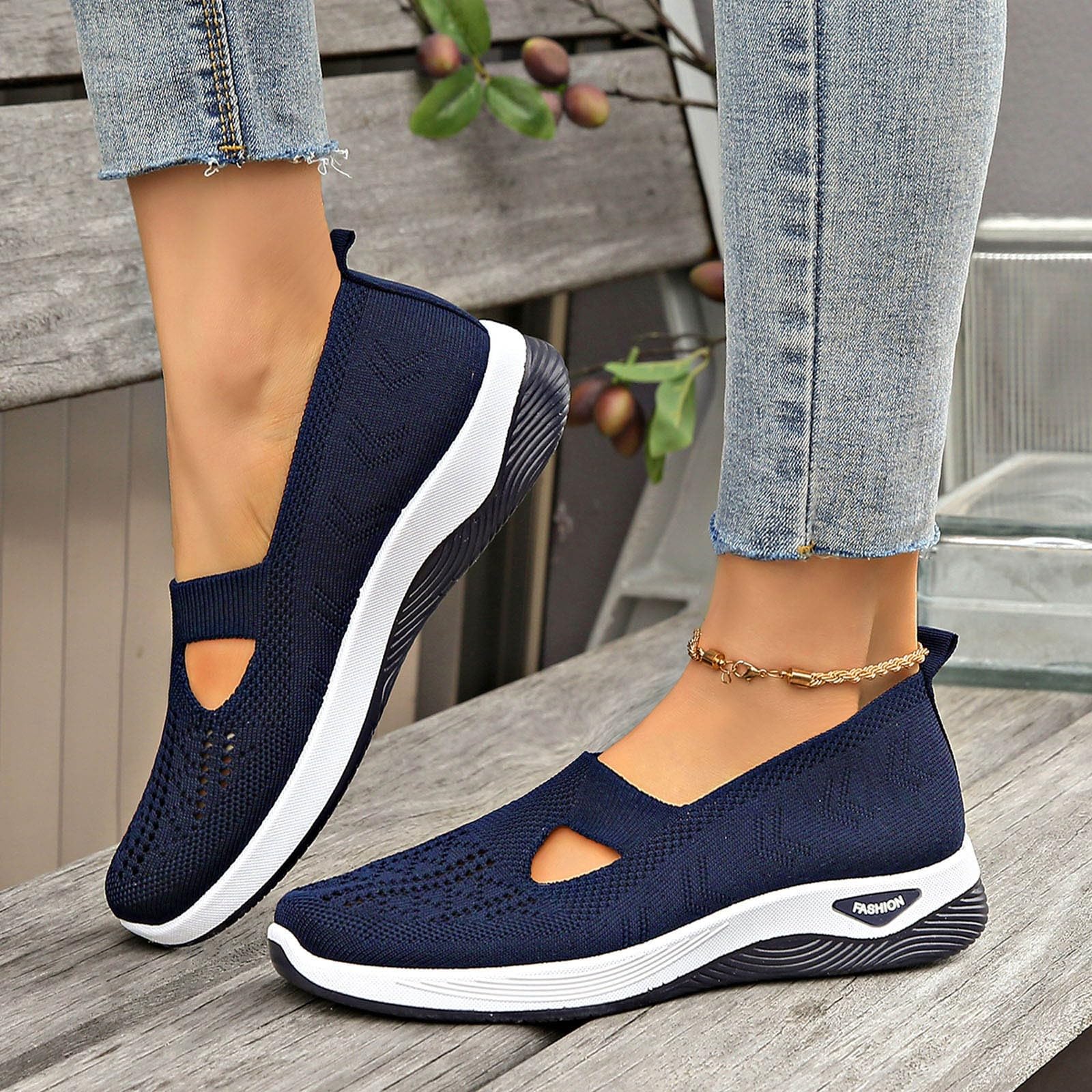Women's Orthopaedic Shoes, No Laces for Walking Soft Sneaker Slip On Comfortable Closed Sneakers Breathable Non-Slip Lightweight Running Home Summer Soft Sports Walking Shoes 35-44 - 3