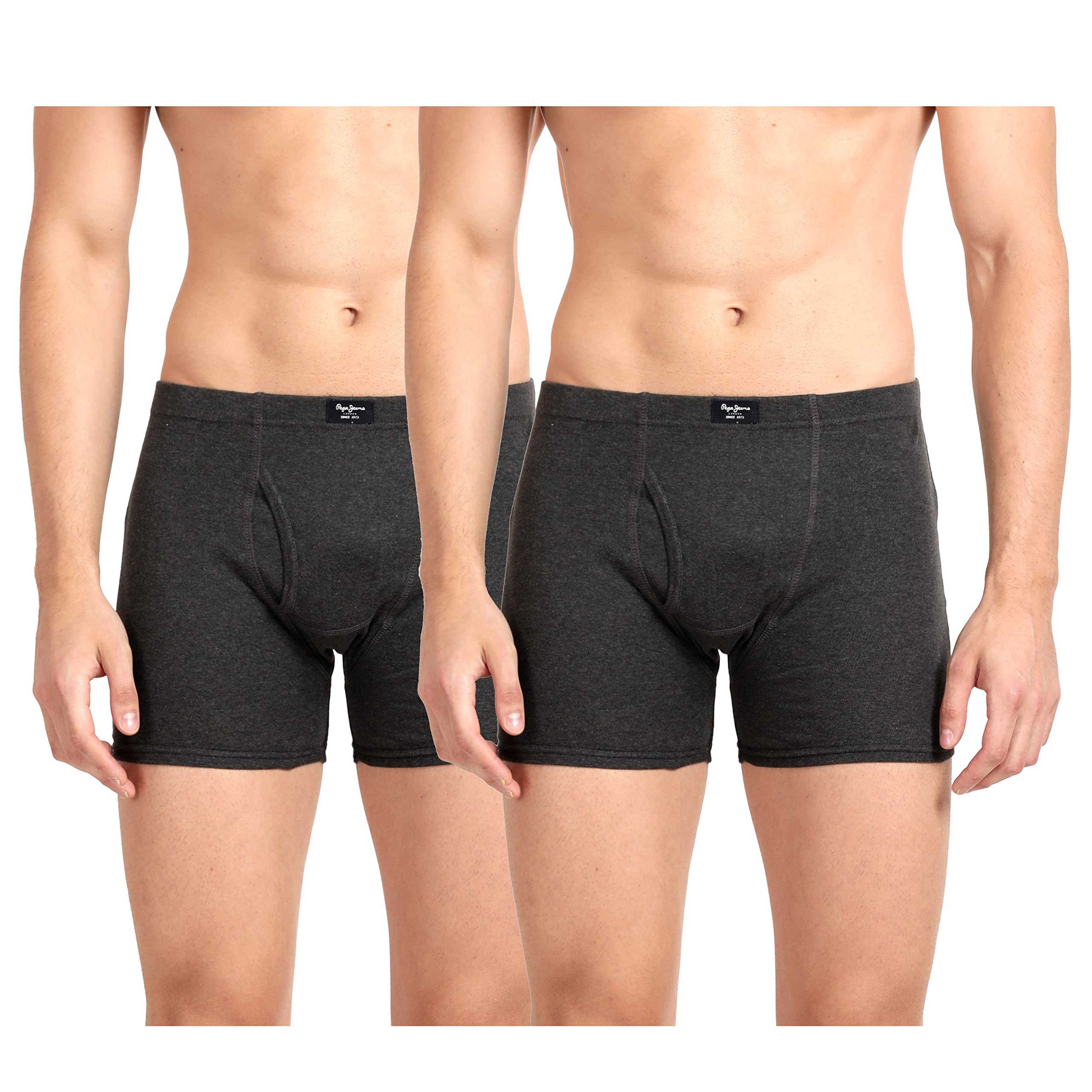 Pepe JeansMen Classic Trunks(Pack of 2), CHARCOAL MELANGE, 85 CM
