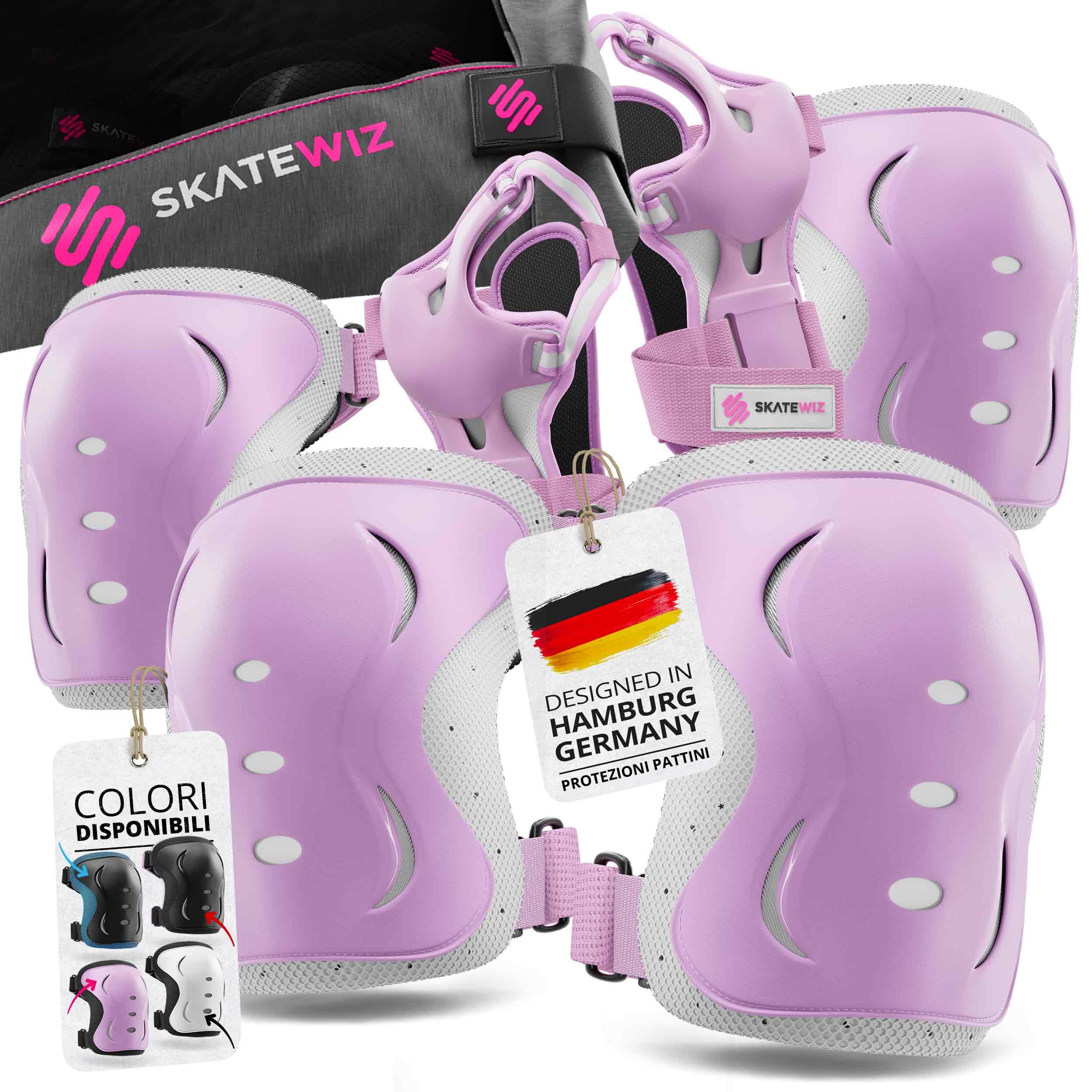 SKATEWIZ Ginocchiere Pattini Bambina Set - Protezioni Pattini Bambina [6 Pezzi] con Ginocchiere, Gomitiere e Polsiere - 5