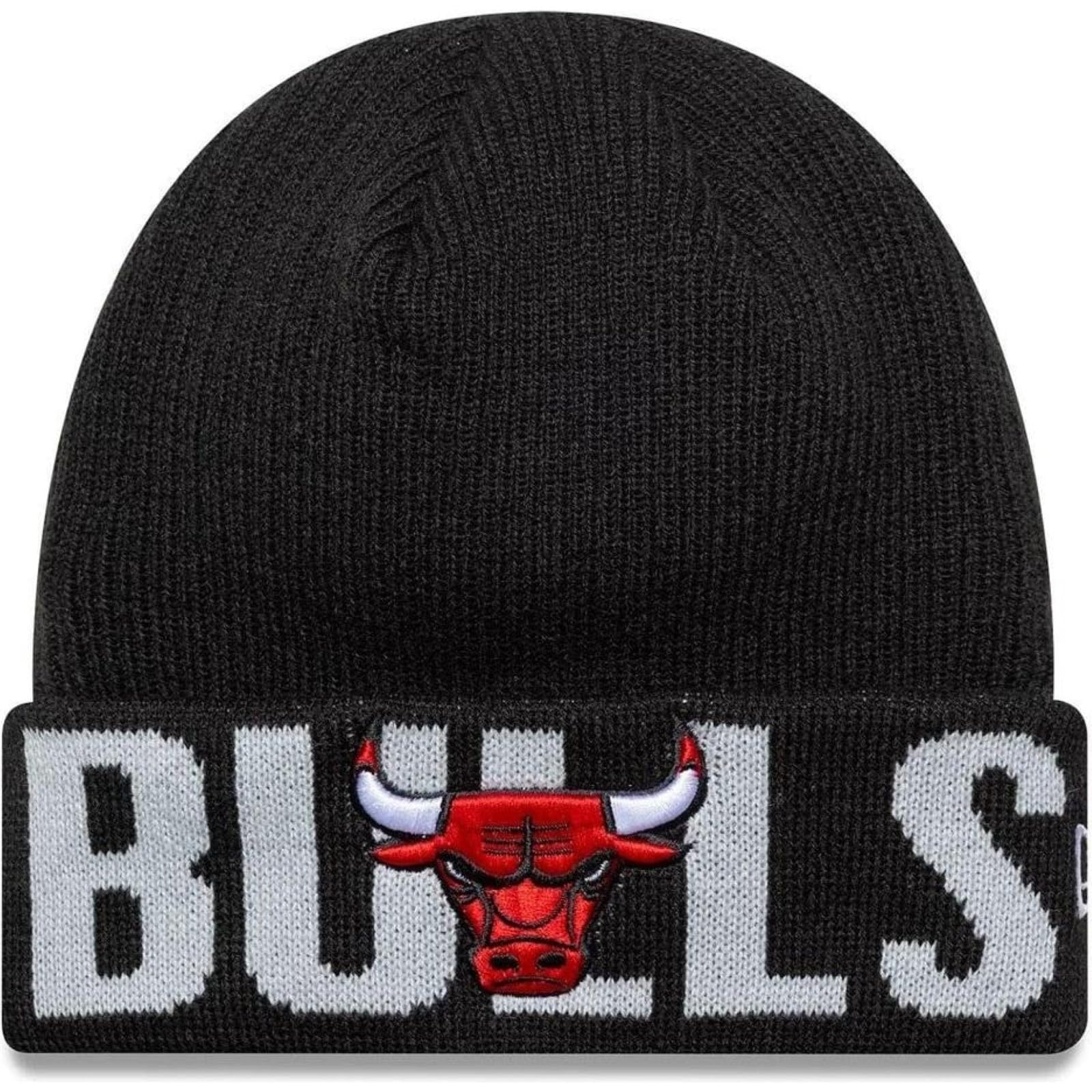 New Era Unisex Black Adult's Knit Wordmark Nba Chicago Bulls Beanie Knit Woolly Hat