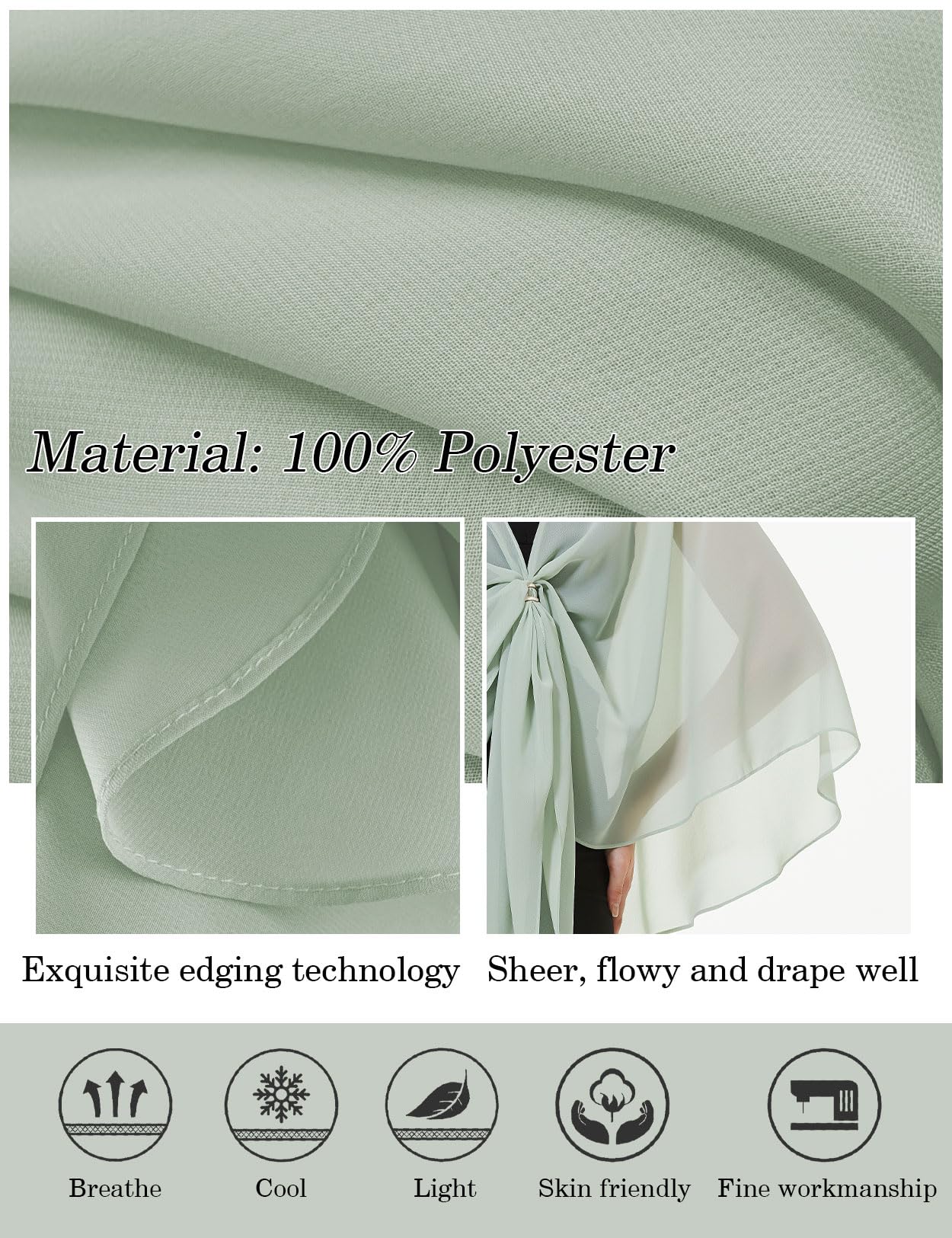 BEAUTELICATE Chal Mujer Fiesta Capa Poncho Gasa Estola para Boda Elegante Suave Ligero Mantón Verano Primavera