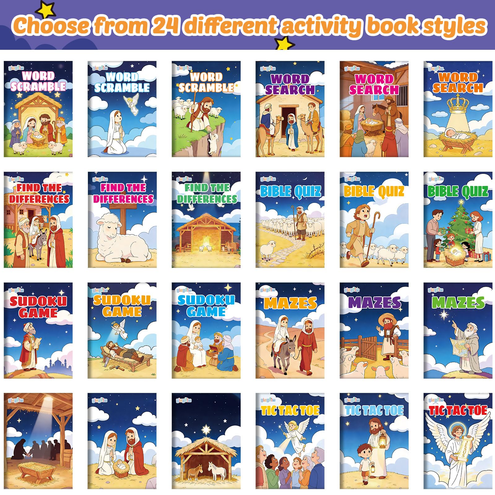gisgfim 192 mini libros de actividades de belén de Navidad a granel para niños de 4 a 12 años, mini libro de colorear de Navidad, laberinto, palabras, revueltas, más para religiones, fiestas, bolsas