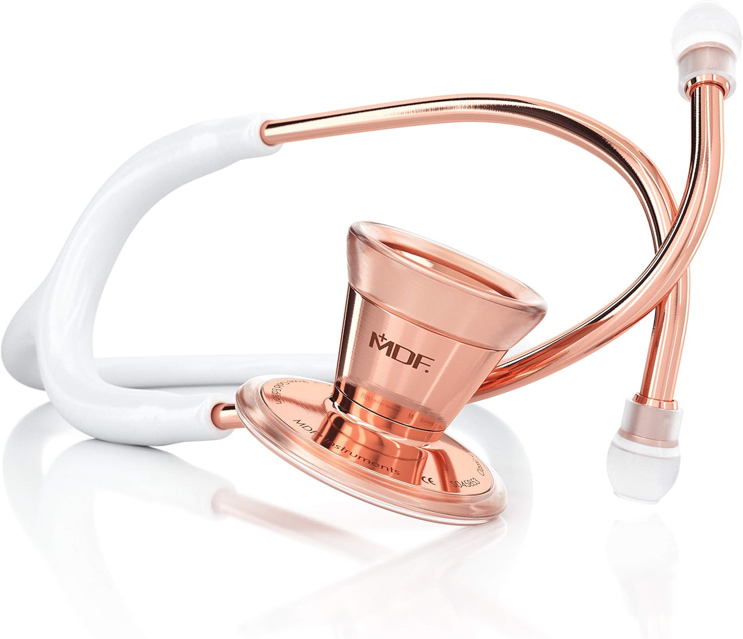MDF Instruments ProCardial Cardiology Stethoscope, Stainless Steel, Adult, Dual Head, Rose Gold/White Tube + MDF LUMiNiX Medical Professional Penlight