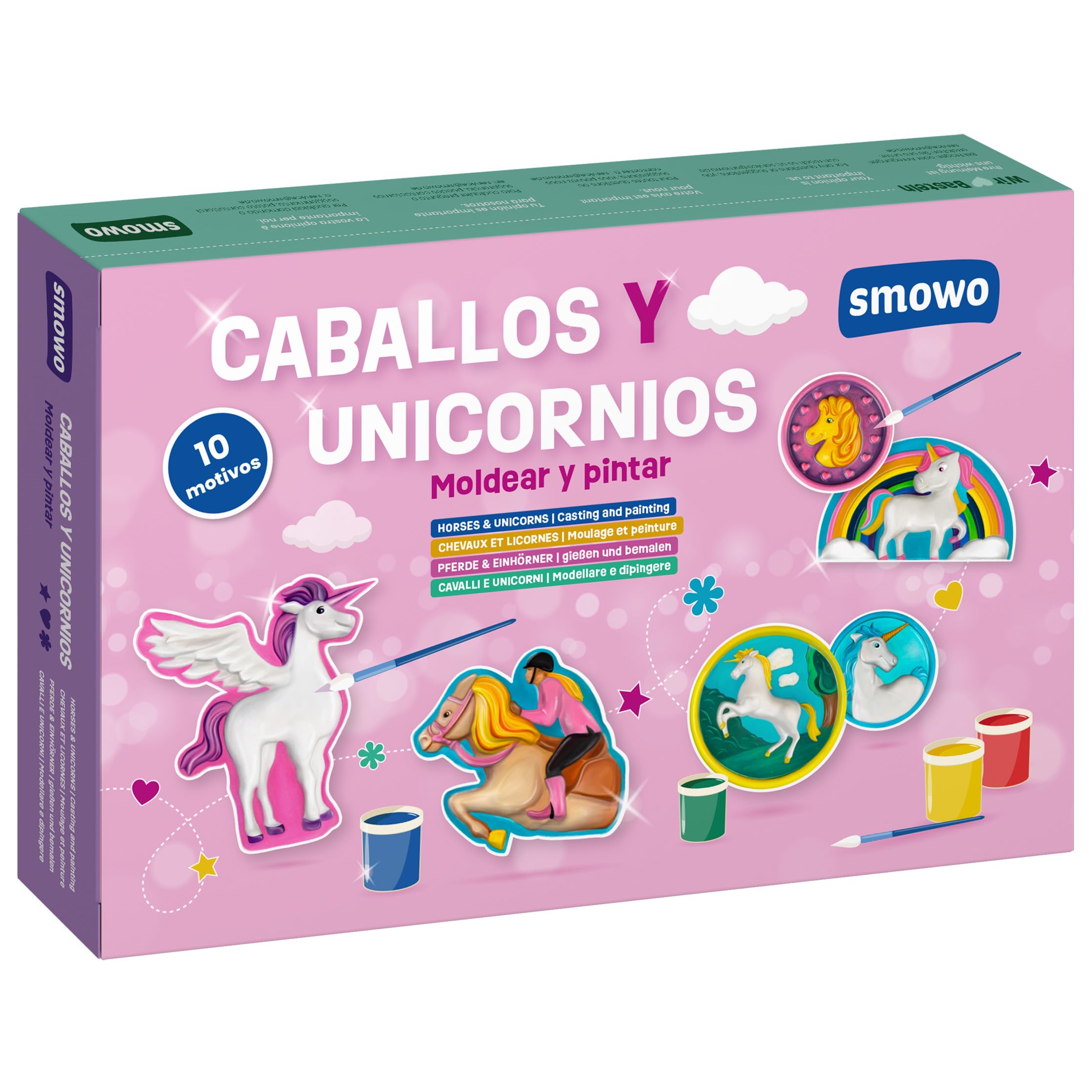 Smowo® 10 Figuras de Caballos y Unicornios de Escayola para Moldear y Pintar - Juego de Manualidades de Escayola para Niños