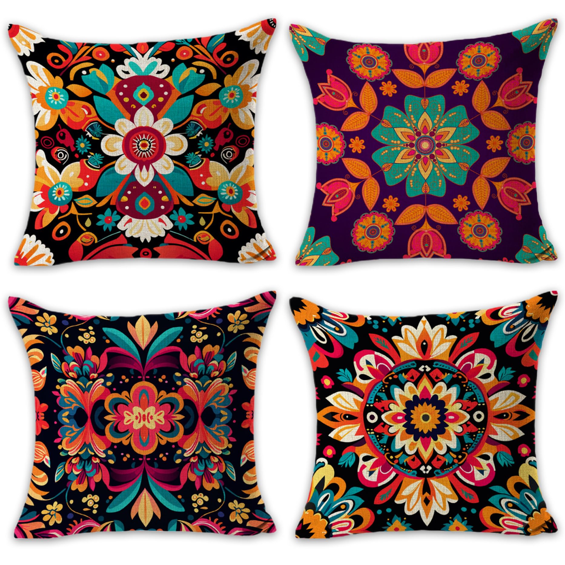 Housses de coussin d'extérieur 45x45 cm floral mexicain lot de 4