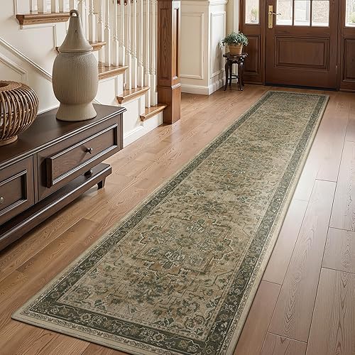 Miniatura 28 de Alfombras Redondas Beige de 4 pies, Alfombra Circular Pequeña Antideslizante Lavable de Pelo Bajo y Fina para Entrada, Cocina, Comedor, Alfombra