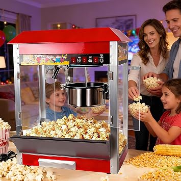Commercial Popcorn Machine, 10 Oz Popcorn Maker, 1480/W Popcorn Popper, With Warming Platform & Kernel Collector, Makes 60 Cups Of Popcorn, For Movie Theaters, Snack Bars, Carnivals