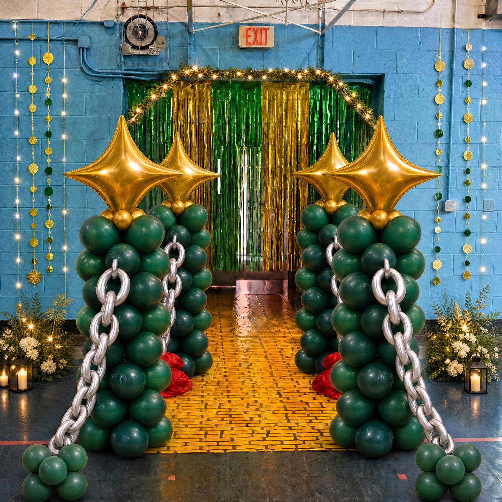 Soulchen Decoración de fiesta de cumpleaños de princesa, kit de columna de globos de castillo de cartón rosa incluye 310 globos, 2 juegos de techo y bandera a granel para decoración de baby shower