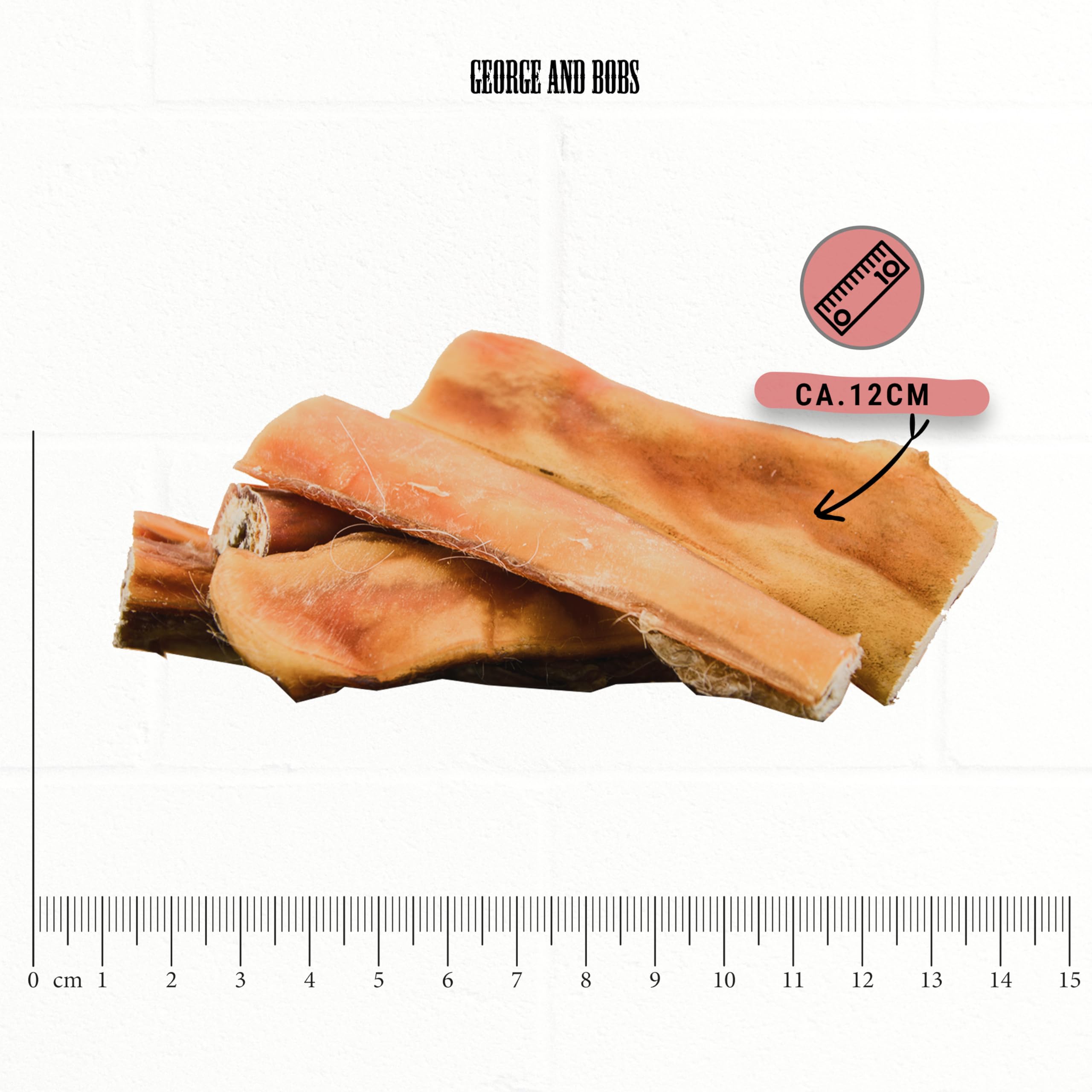 George & Bobs Rinderkopfhaut 5x1000g | 5000g – Aromatischer Naturkausnack für Hunde – Schonend luftgetrocknet – Verschiedene Größen für mittellangen Kauspaß