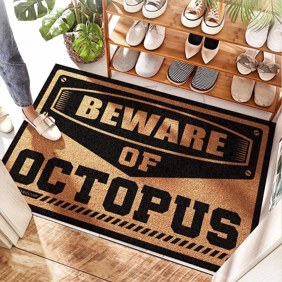 Paillasson coco Beware Of Octopus 40x60 cm pour entrée