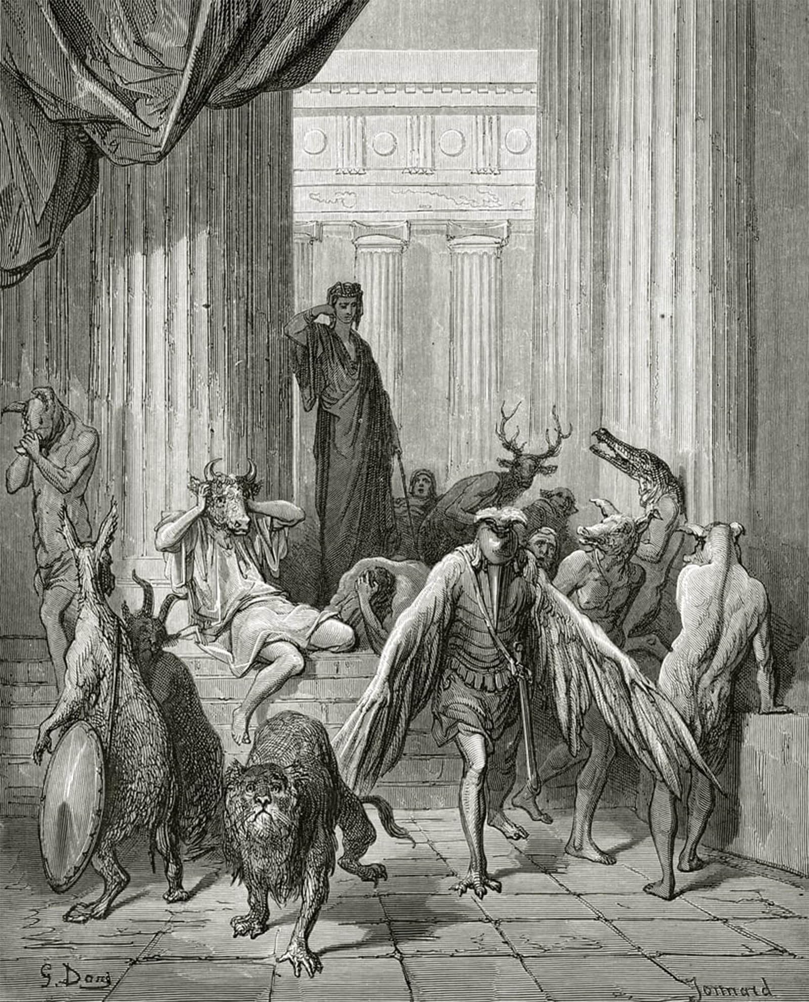 SERENDIPITP Abstract Painting Mural Print Picture Wall Decor Painting Ulysses by Gustave Dore Vintage Wall Artwork for Home Decor 60x90cm