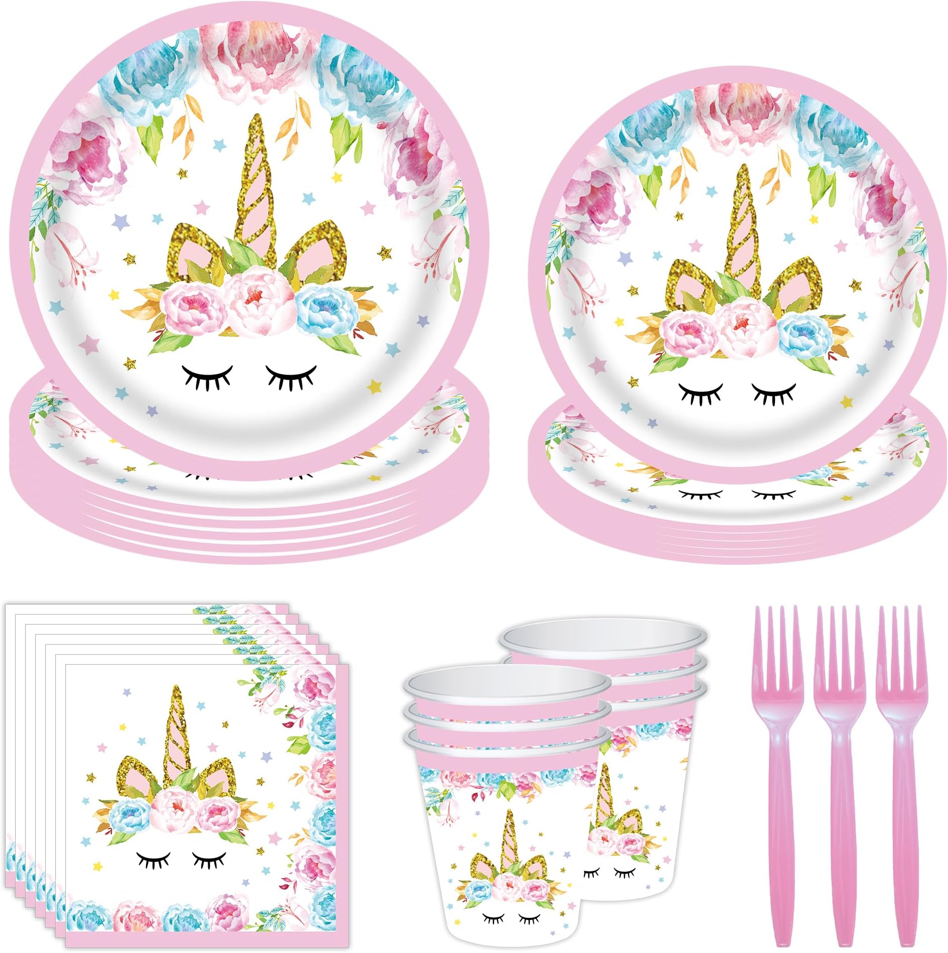 120 pcs girl birthday party supplies dinner plates dessert plates cups napkins forks serves 24 guests