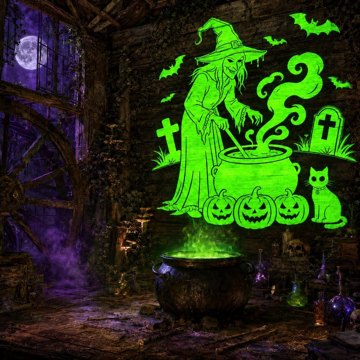 Weihnachten Deko Outdoor Innen, 3D Dynamische Halloween Projektor