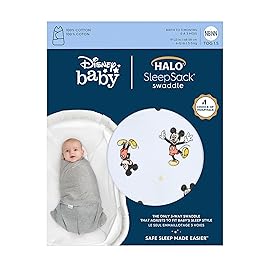 HALO Disney Baby 100% Cotton Sleepsack Swaddle, 3-Way Adjustable Wearable Blanket, TOG 1.5, Mickey Fun, Small, 3-6 Months