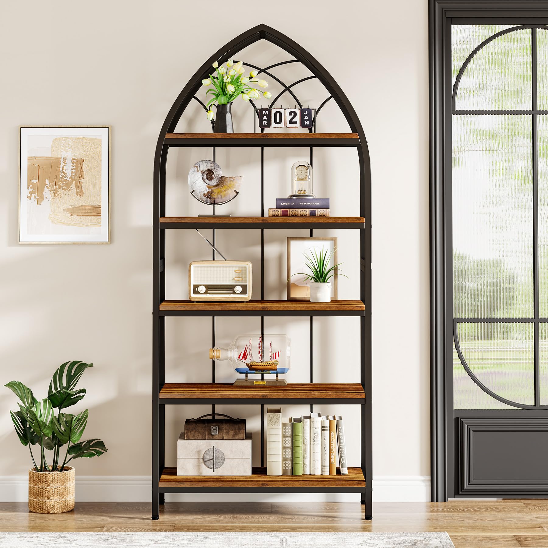 étagère Métal Panneau Particules Hzuaneri Bibliothèque, Étagère De Rangement 6 Niveaux, Meuble, Cube, Pour Salon, Bureau, Chambre, Style Scandinave, 48 X 24 X 170 Cm, Noir 01104XBC étagère Murale