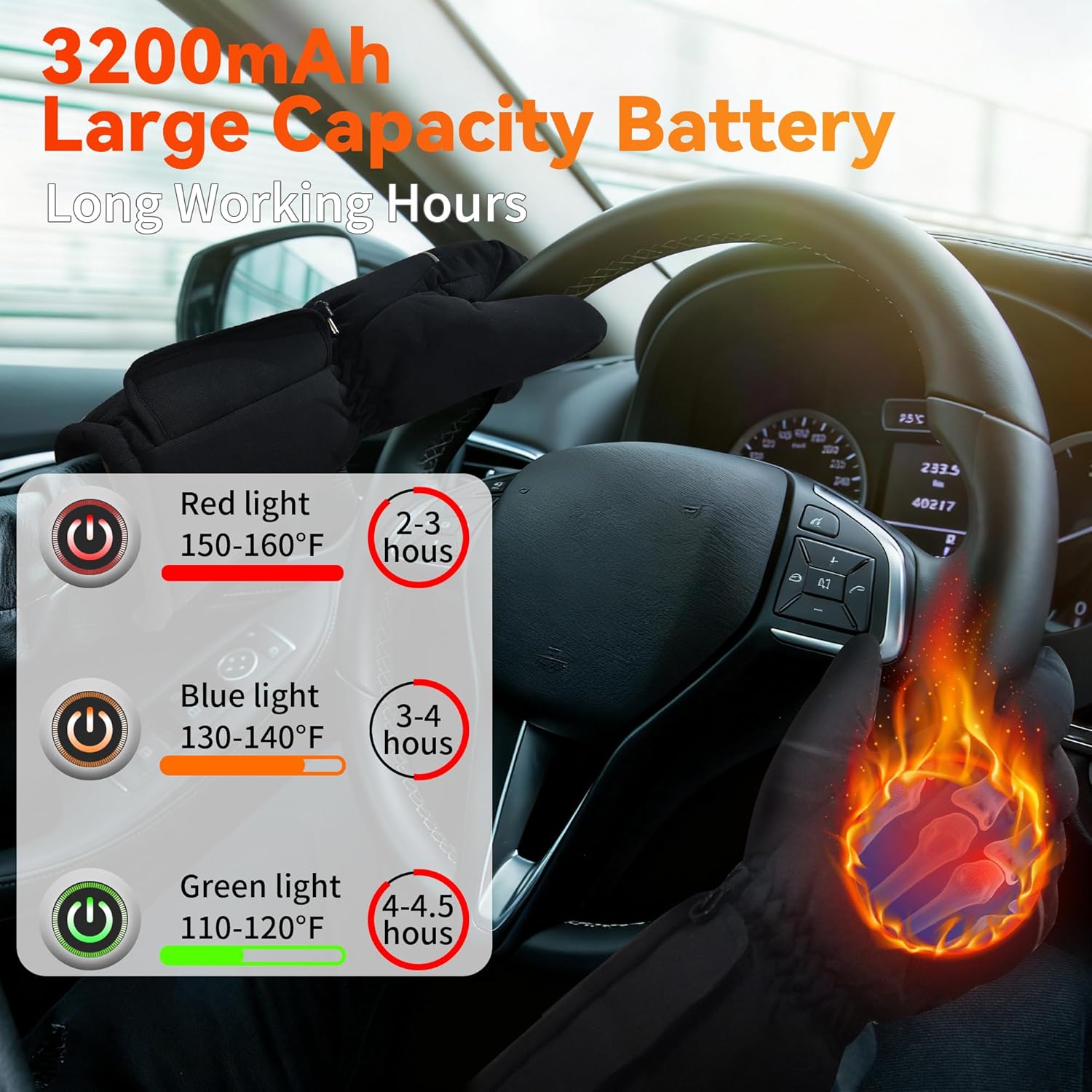 Battery Gloves Electric Heated Gloves for Women Men,Touchscreen Texting Water-resistant Thermal Gloves,Battery Powered Electric Heated Ski Bike Motorcycle Warm Gloves Hand Warmers,Winter Thermo Gloves - Image 2