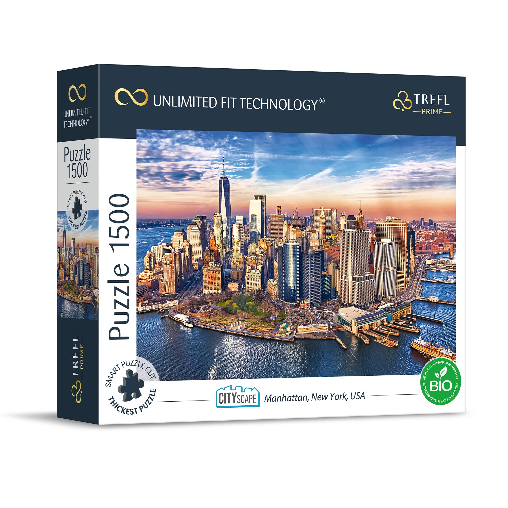 Trefl 26189 1500 Elements Thickest Cardboard Organic ECO City Landscape Entertainment for Adults and Children from 12 Years UFT Puzzle Cityscape Manhattan New York USA