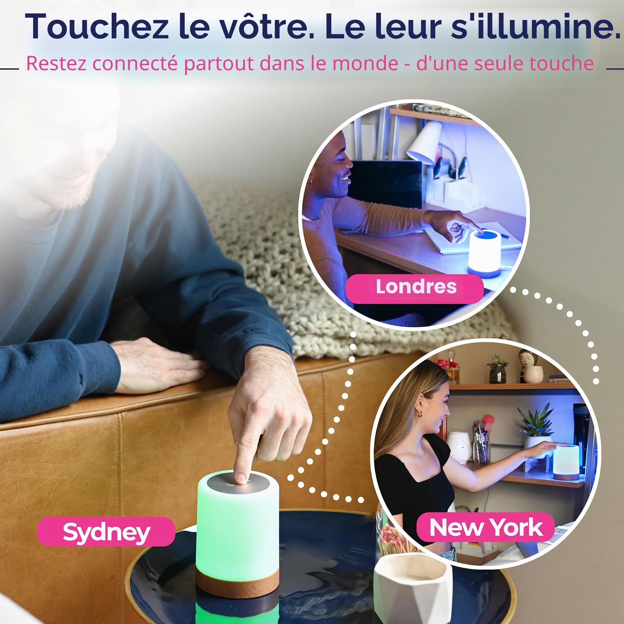 LuvLink Lampe d'amitié v2.0 - Lampes tactiles WiFi pour longue distance - Restez connectés partout - Configuration facile - Pas d'abonnement