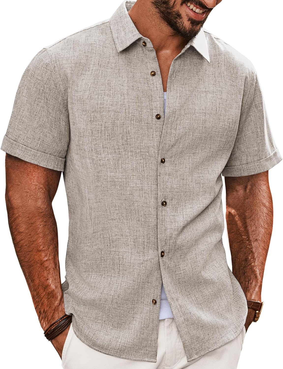 PJ Jones Mens Casual Shirts Short Sleeve Button Down Shirt Lightweight Summer Shirts