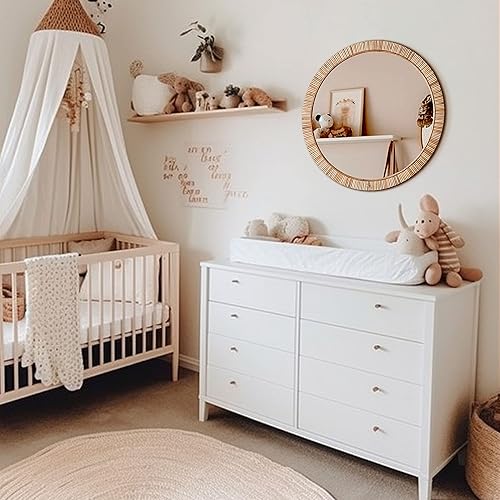 Miniatura 3 de Barnyard Designs Espejo de baño de ratán, marco de mimbre hecho a mano, estilo rústico de granja, espejo bohemio para decoración de pared de