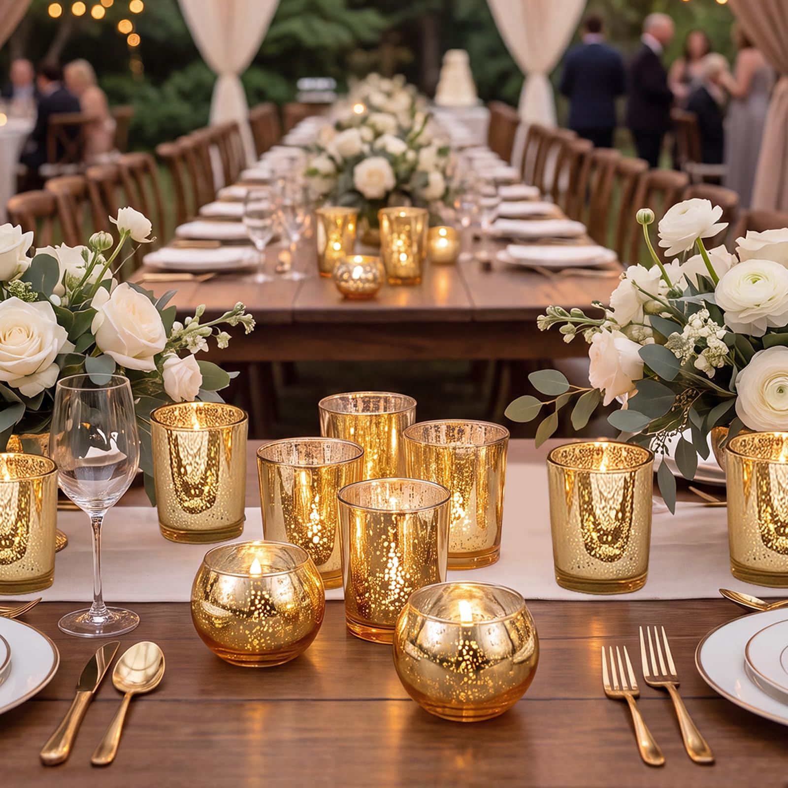 Gold Votive Candle Holders - 72pcs Party Decorations -7