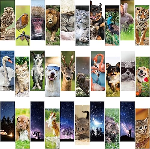 Miniatura 4 de 120 marcapáginas de animales para niños, diseño de cielo de galaxia, regalos para niños, paquete de marcapáginas de papel motivacional inspirador