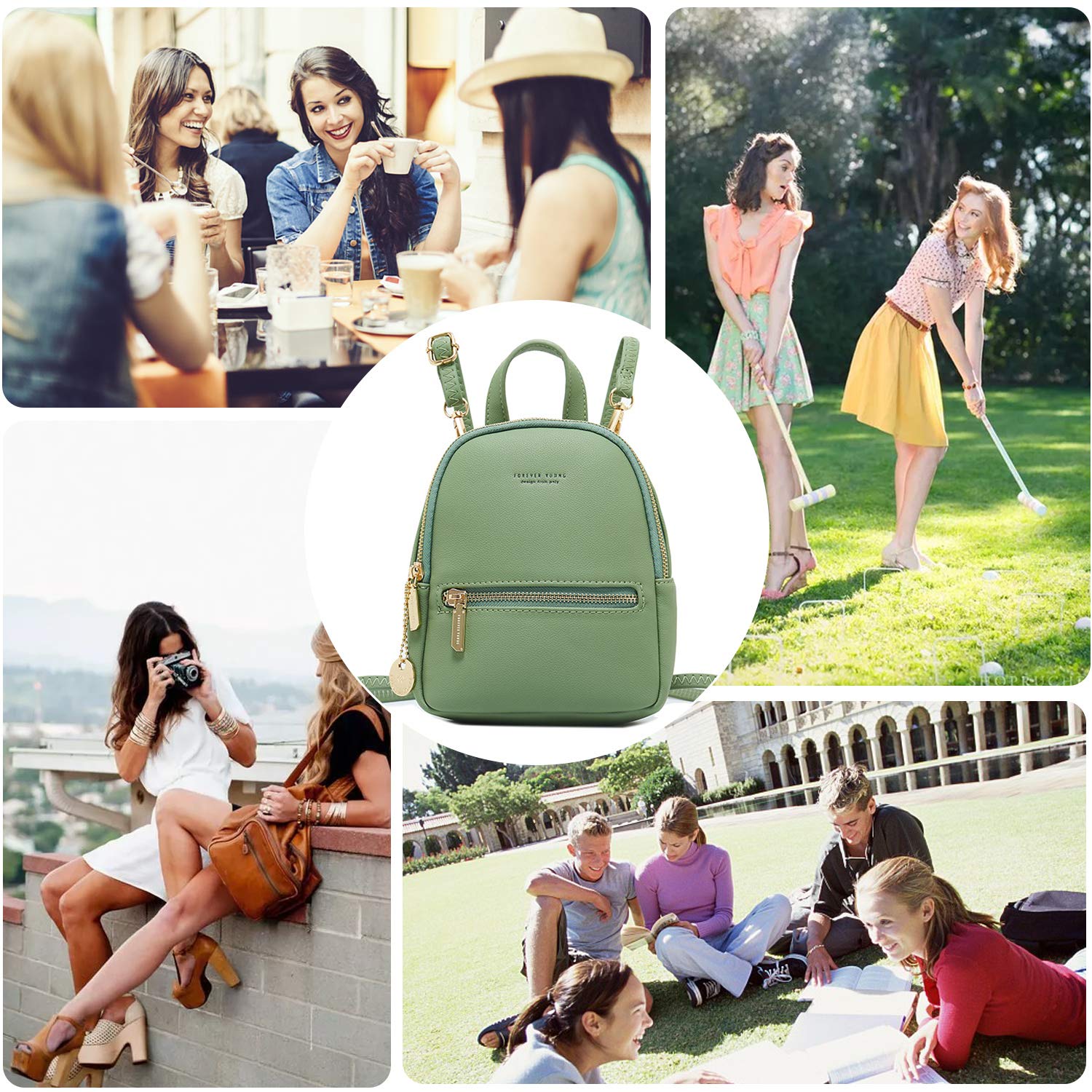 FANDARE Zaino Donna Piccolo Borsa a tracolla Zaino Pelle Zainetto Zaino Casual Borsa Zaino Elegante Zainetti Borsa da scuola Viaggio Daypacks