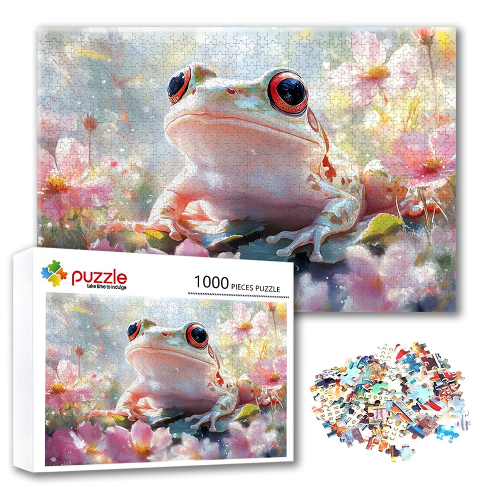 Puzzle żaba Puzzle 3000 sztuk zwierzęcia, niemożliwe łamigłówki, drewniane układanki dla dorosłych, gry logiczne dla całej rodziny z redukcją ciśnienia, prezenty dla kobiet mężczyzn V-9