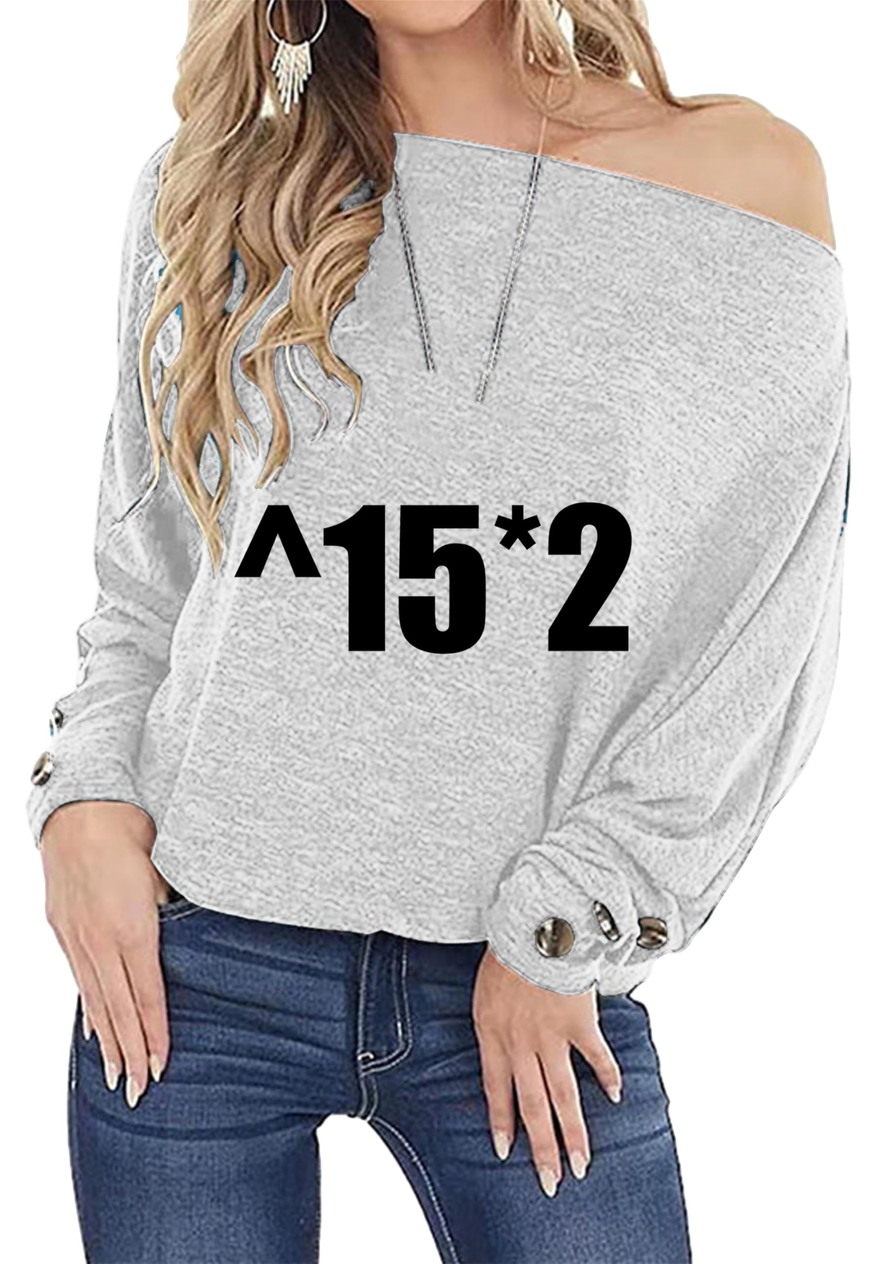 Top Holgado Y Casual con Hombros Descubiertos Puños con Botones Y Estilo Moderno para Mujer