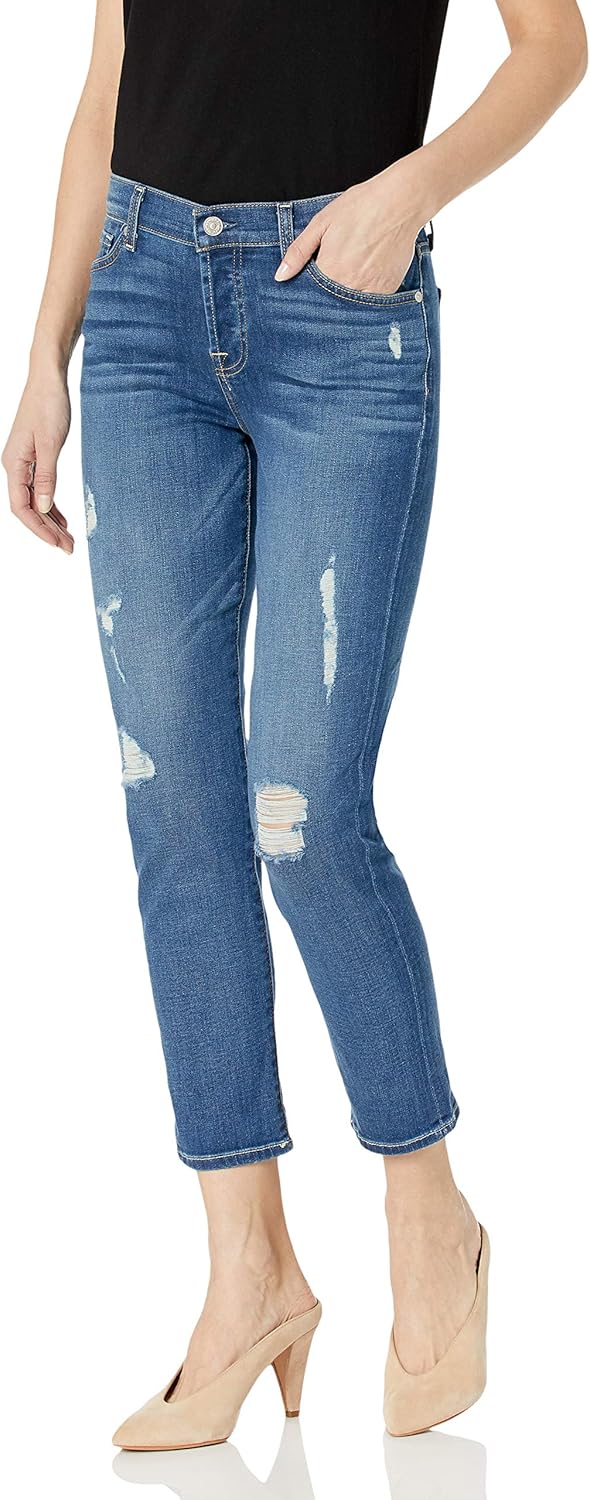 7 For All Mankind Women's Destroyed Josefina Boyfriend Mid Rise Jeans