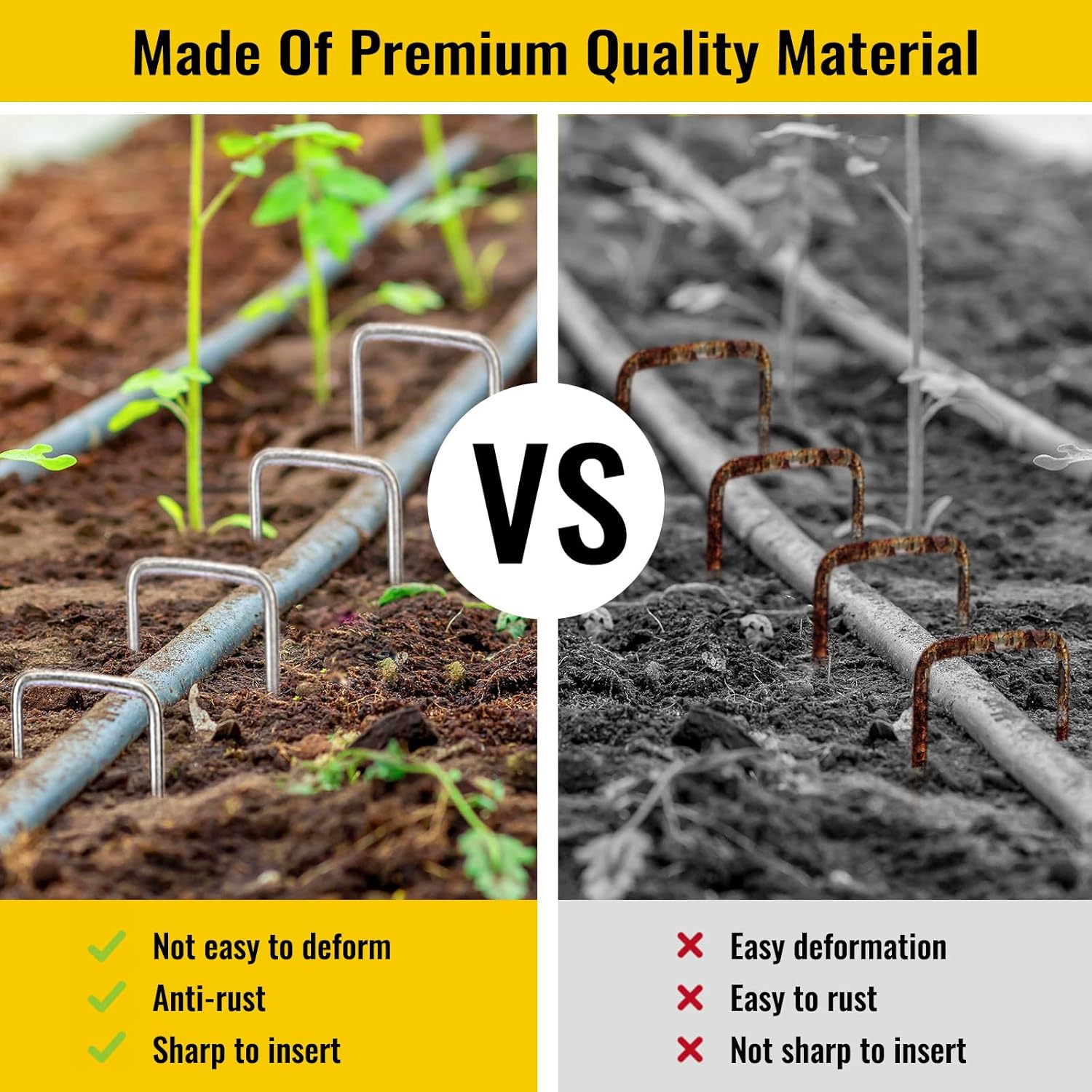 CEWOR 300 Pack Landscape Staples 6 Inches, 11 Gauge Galvanized Metal Garden Stakes Landscaping Landscape Fabric Staples Sod Pins for Lawn, Barrier Fabric, Garden Fence, Ground Cover