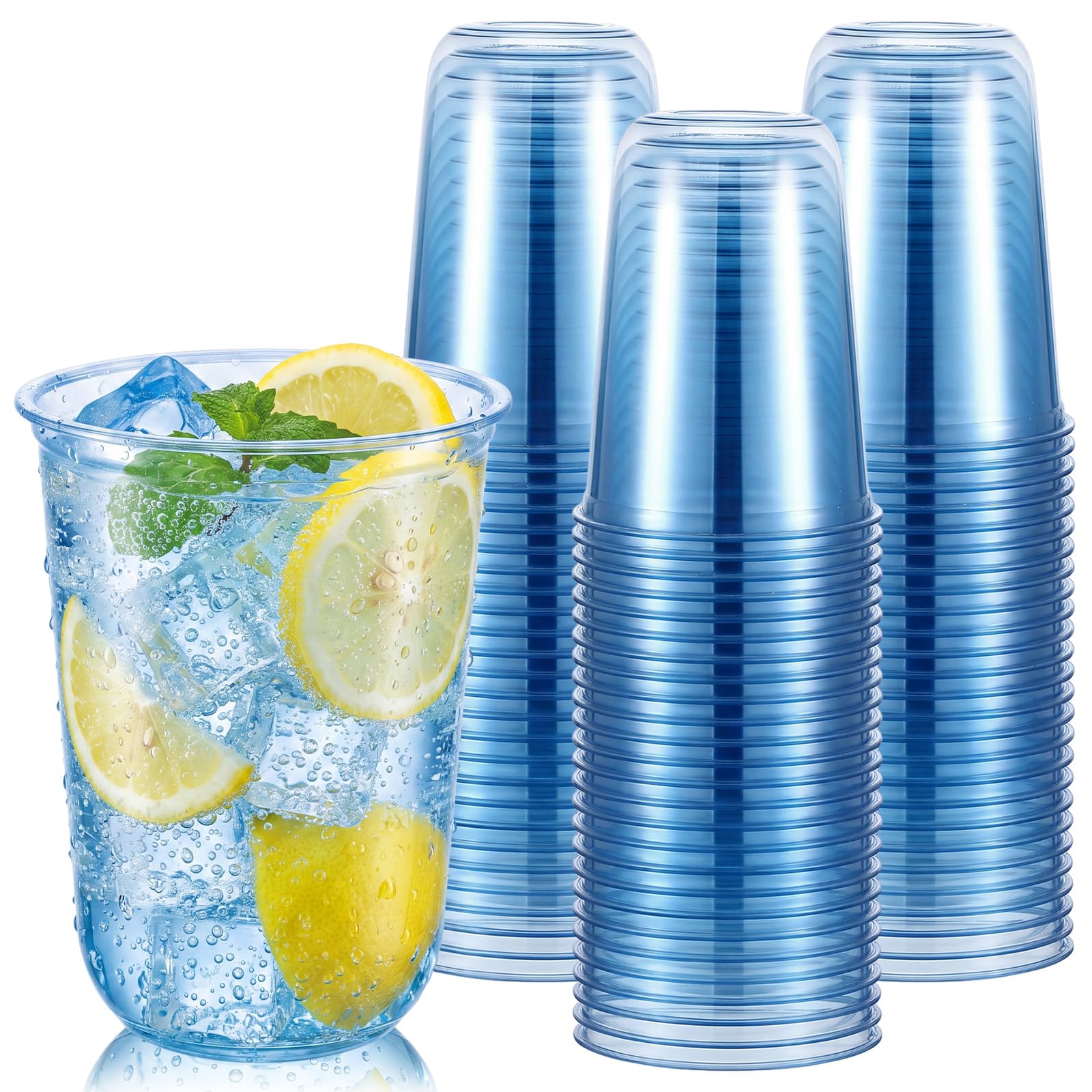 Gold Plastic Cups - 50 Pack Disposable Wine Glasses -18