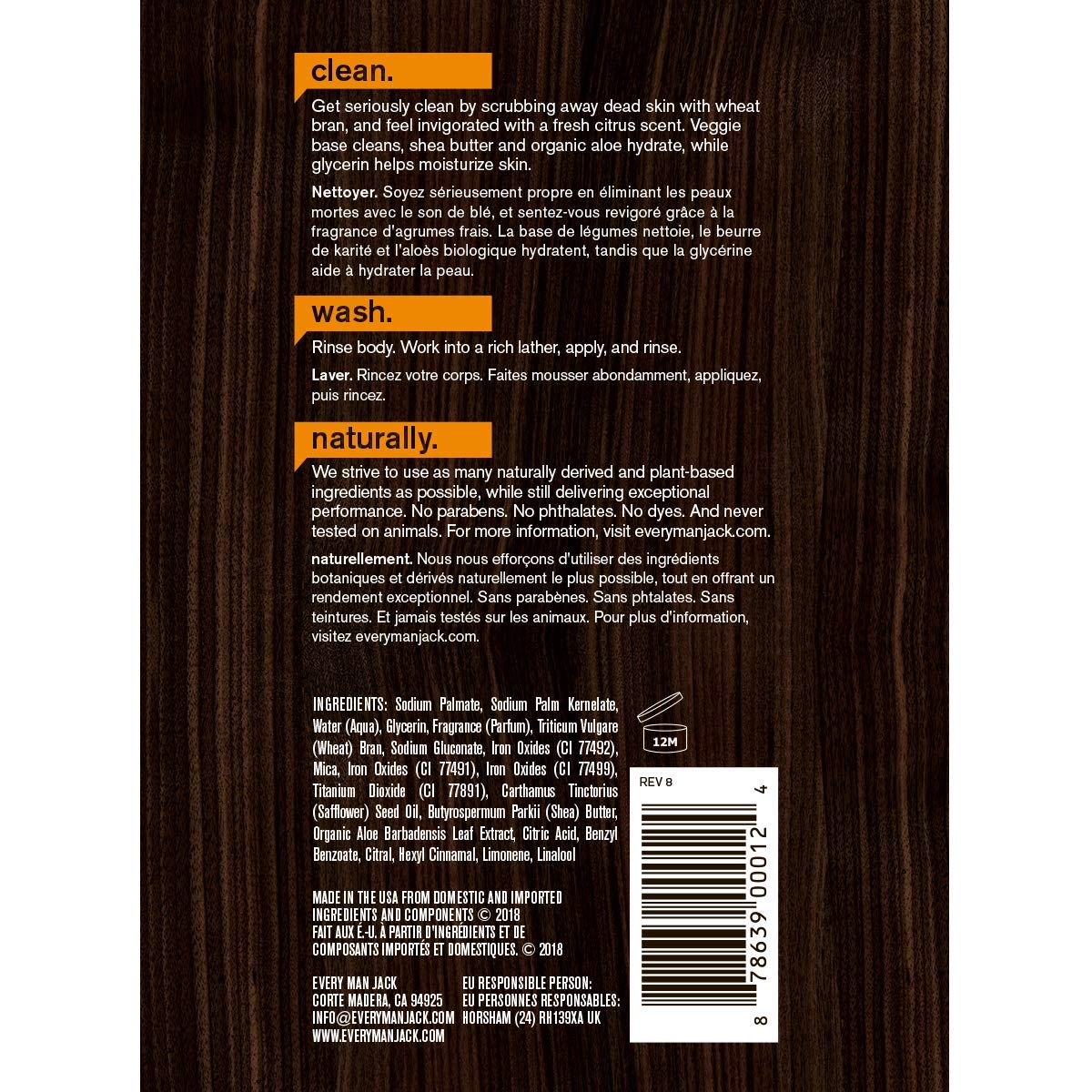 Every Man Jack Body Bar, Citrus Scrub, 7 Ounce (Packaging May Vary)
