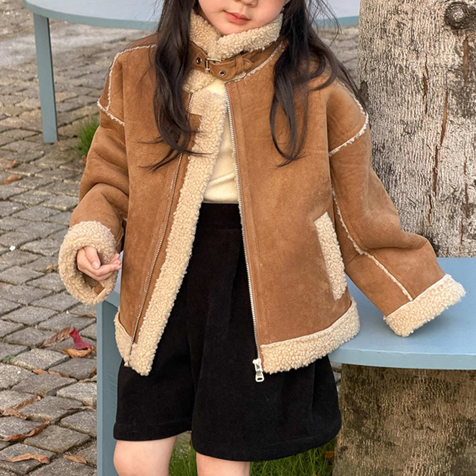 Giacche in finta pelle scamosciata per bambini, foderate in pile, cappotto caldo e soffice, cappotti in pelle di orsacchiotto, invernali, calde, comode, morbide, giacche scolastiche, abbigliamento