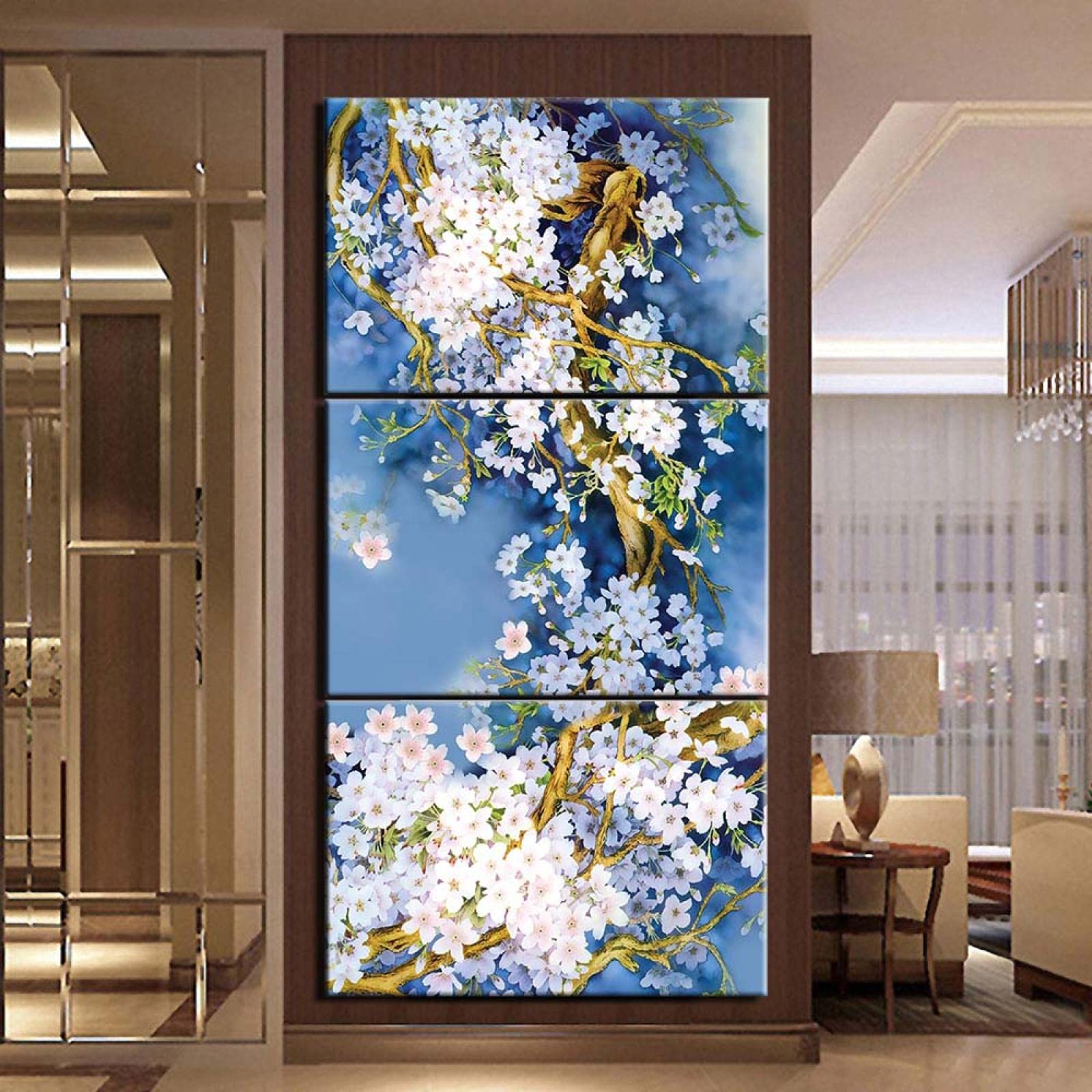 Plakaty do dekoracji domu, 3 szt. abstrakcyjne drzewo niebieskie białe plakaty sztuka ścienna obrazy na płótnie do salonu dekoracja sypialni 40 x 60 cm x 3 szt. bez ramy