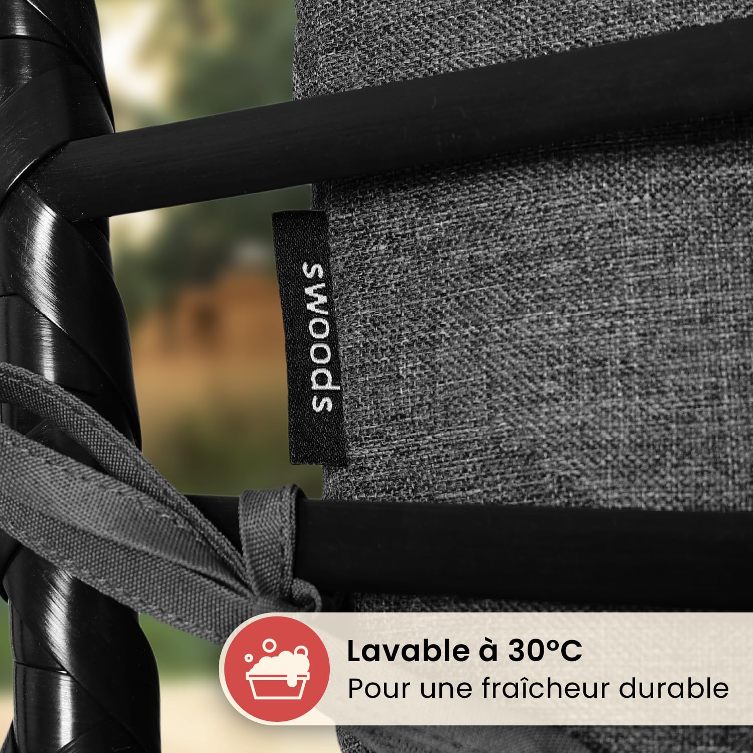 Swoods Fauteuil Suspendu Egg XXL - Chaise Suspendue avec Support - pour Intérieur et Extérieur - INCL. Oreillers - Chaise Egg - Cocoon - Chaise Oeuf - Jusqu'à 150kg (Gris foncé)