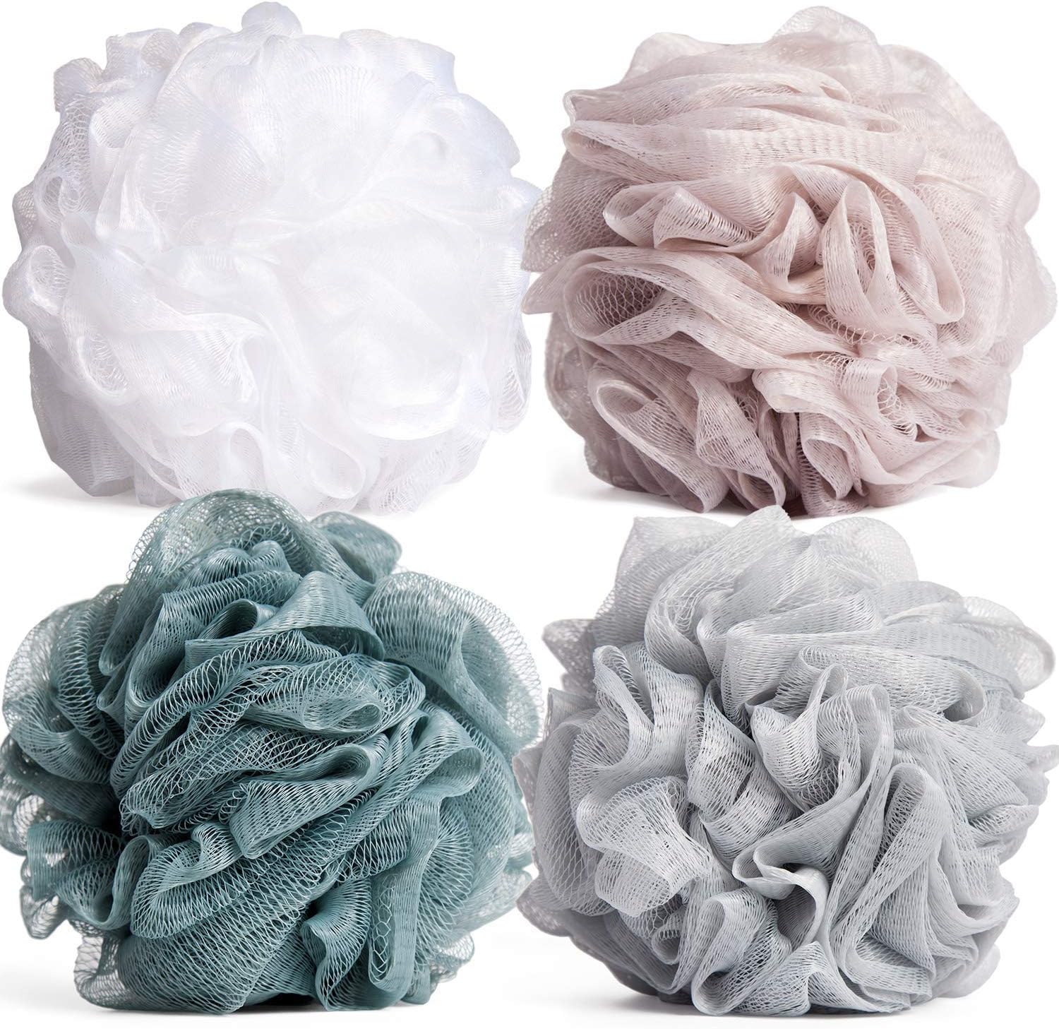 E world unbox happiness Mesh Loofahs - Large, 4 Colors, Pack Of 4