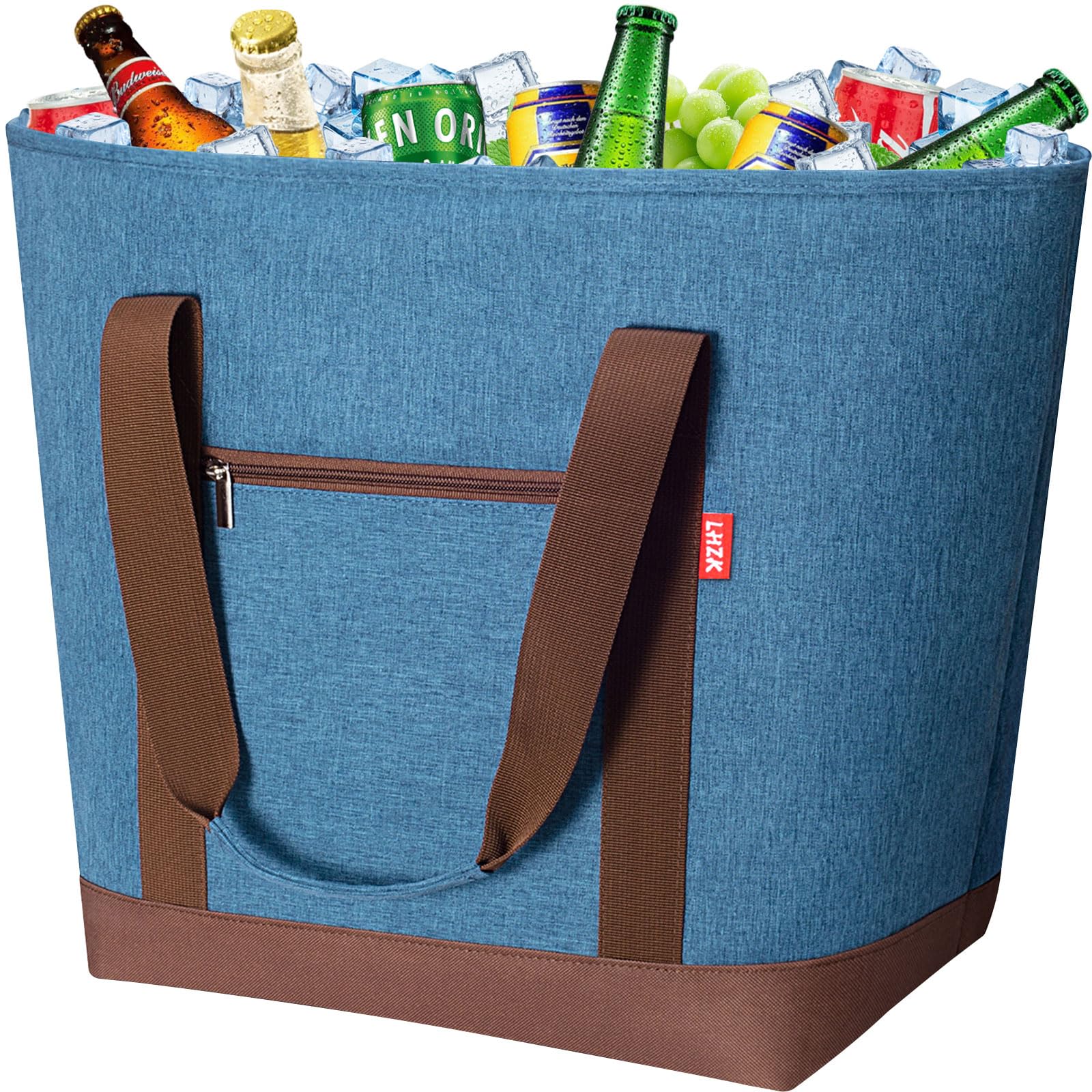 LHZK Jumbo Insulated Cooler Bag with Thermal Foam Insulation, Premium Leakproof Cooler Tote Bag with Zipper, Insulated Hot Cold Bag for Food Transport
