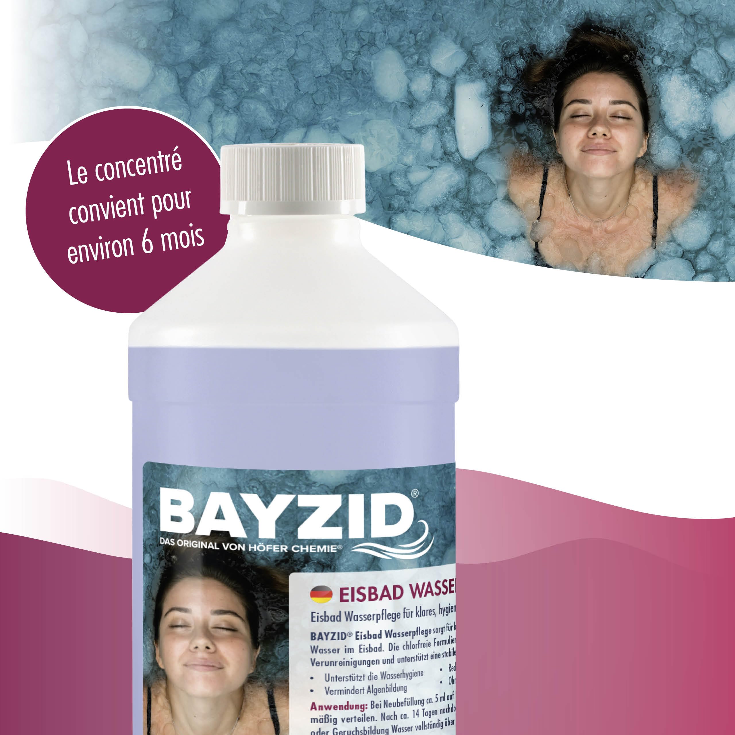 Bayzid Entretien Bain Glacé 6 x 1 L - Désinfection Longue Durée | Traitement de l’Eau sans Chlore pour Bains Froids & Tonneaux de Glace - Anti-Bactéries, Algues et Odeurs