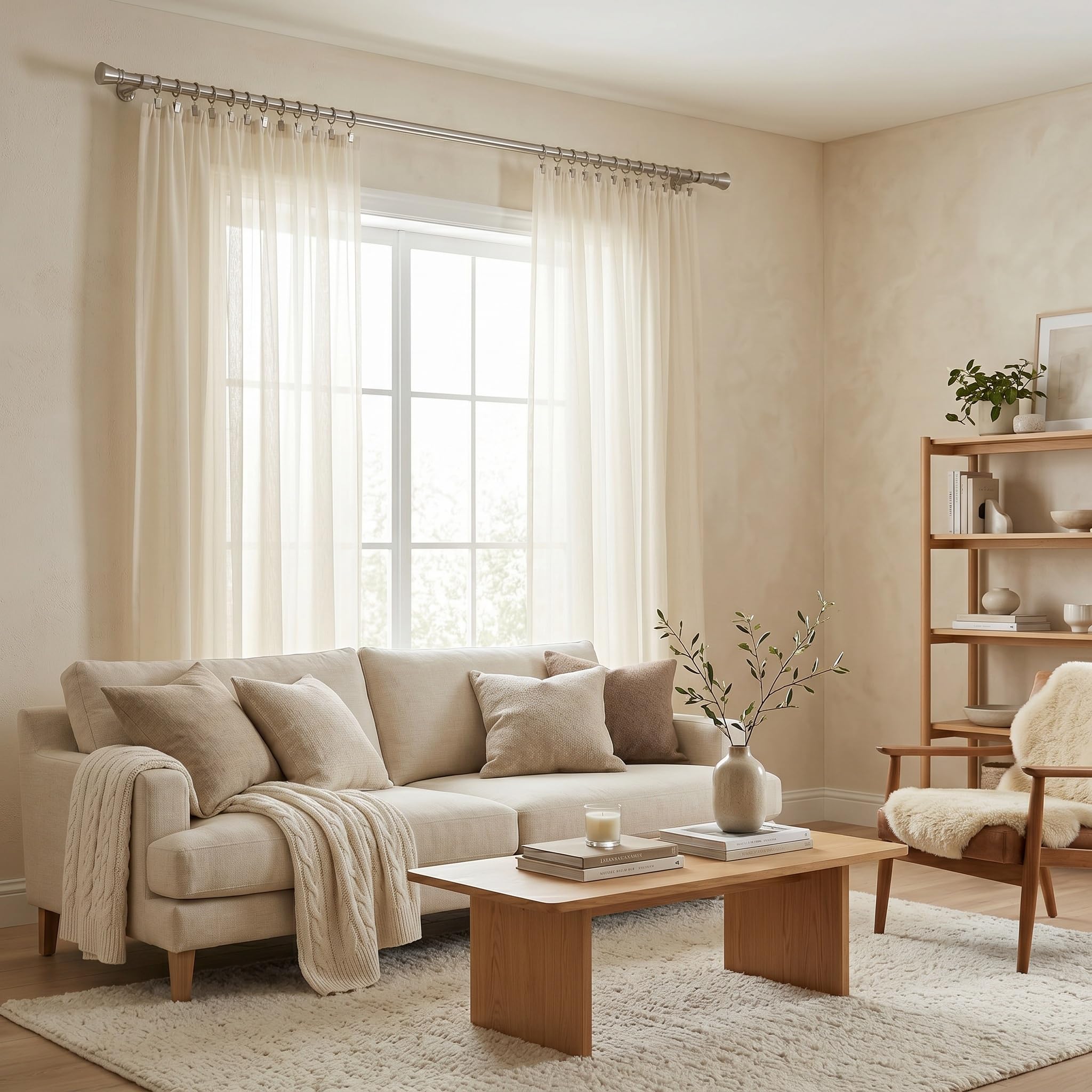Gardinenstange Stahl - Gordijnroede 270 cm - Elegante Modern Vorhangstange - 1-läufig stange vorhang - Karniesabschluss wählbar - Vorhang Stangen Stahl Davi